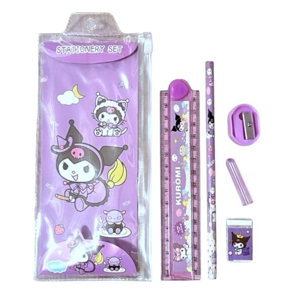 Kuromi Stationary Set Ruler, Pencil, Eraser, Sharpener NWT - Picture 1 of 4